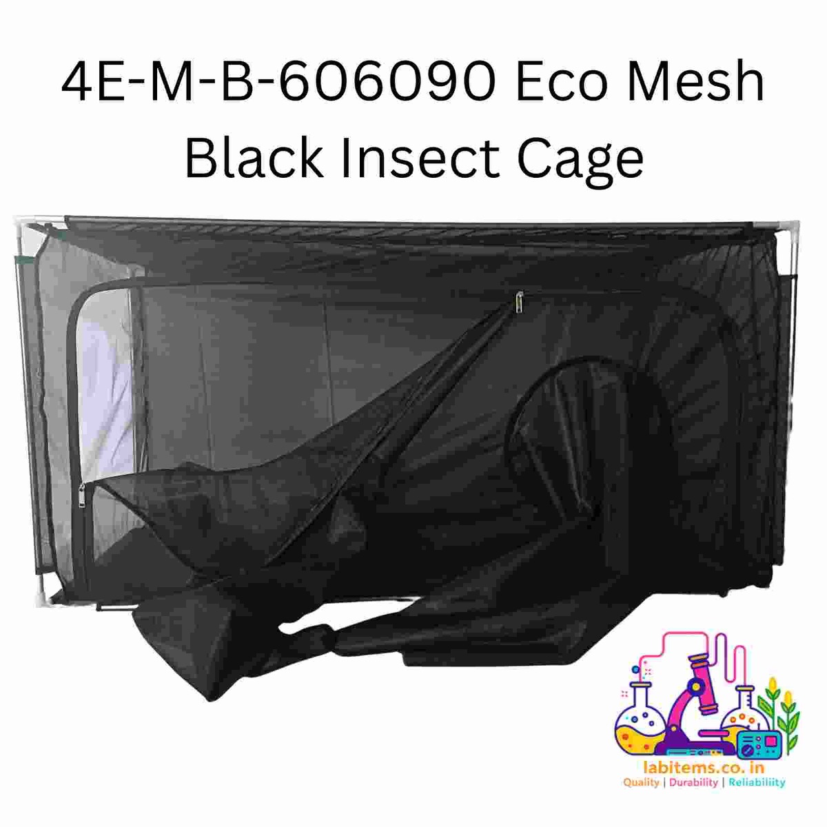 4E-M-B-606090 – 60x60x90cm Mesh Insect Rearing Chamber – Black