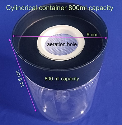 800 ml Cylindrical Insect Rearing Container with Aeration Hole