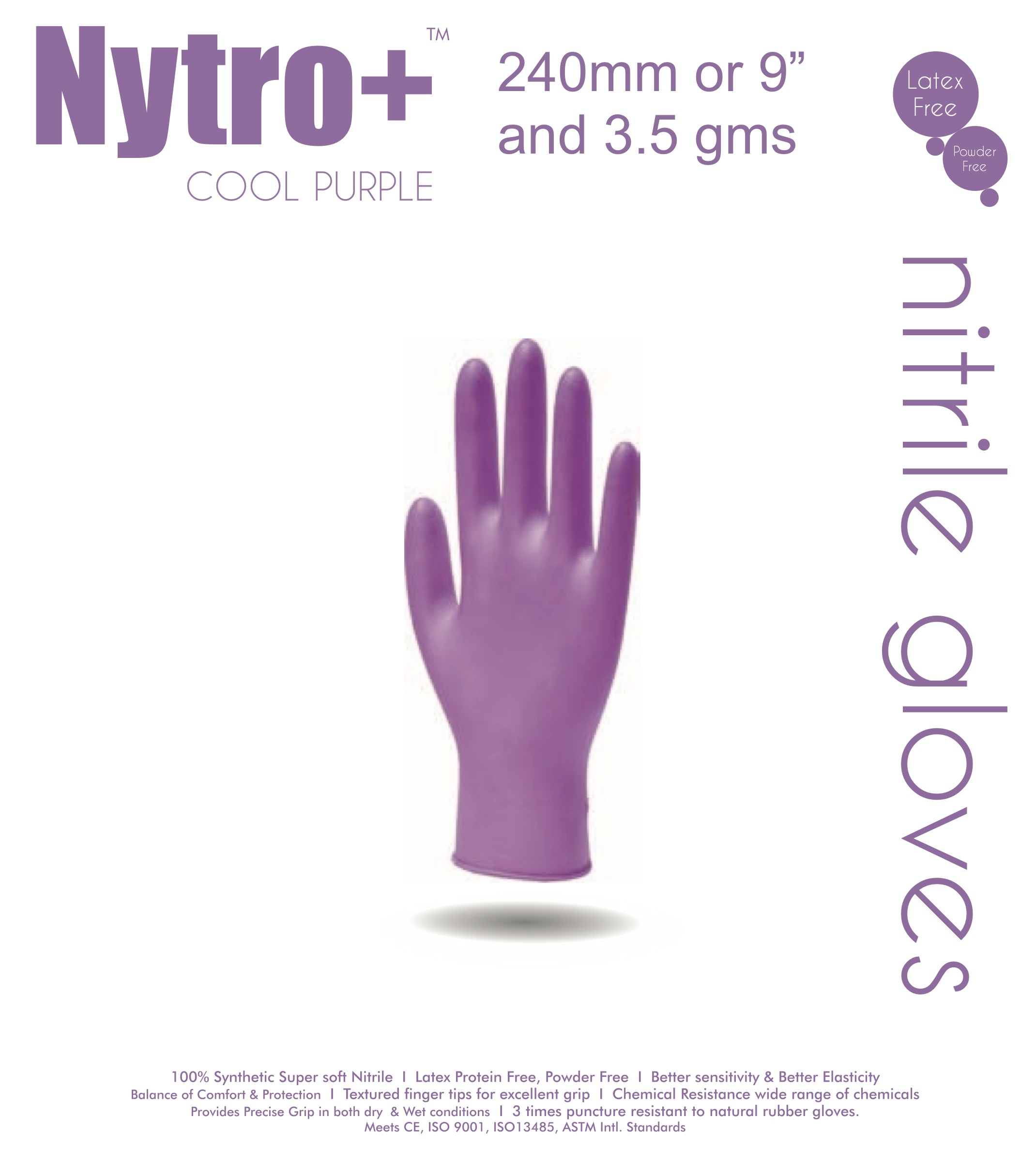 Nitrile Gloves Certified (Nytro+ Cool Purple Color) 607086/87/88