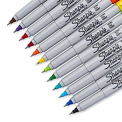 Permanent Fine Tip Markers (assorted colors Pack of 12)